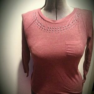 Silver studded maroon long-sleeve